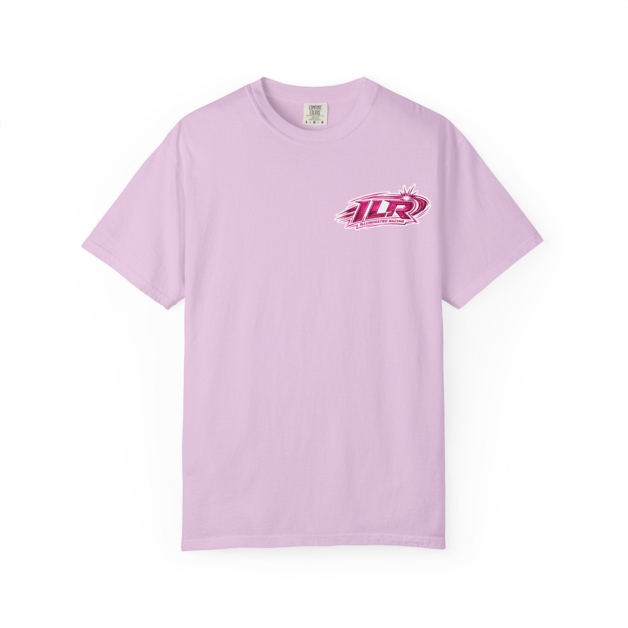 ILR PINK Racing Logo T-Shirt — White Graphic Tee with "Romans 8:31"