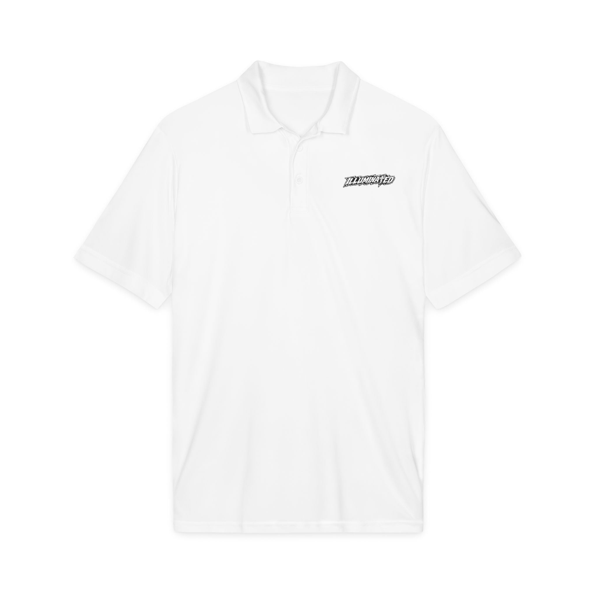 White Logo Polo Shirt — Minimal Chest Emblem Performance Golf Polo
