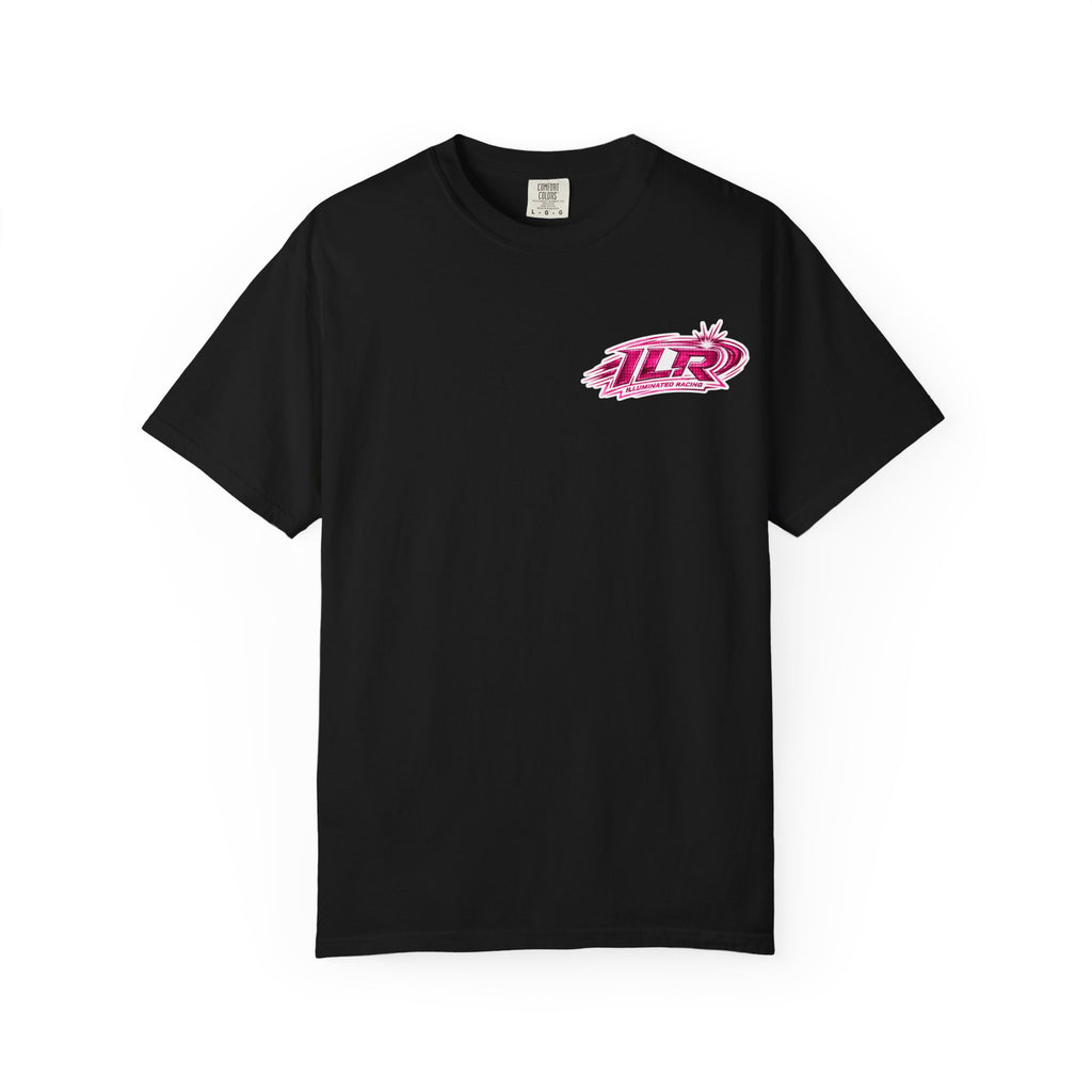 ILR PINK Racing Logo T-Shirt — White Graphic Tee with "Romans 8:31"