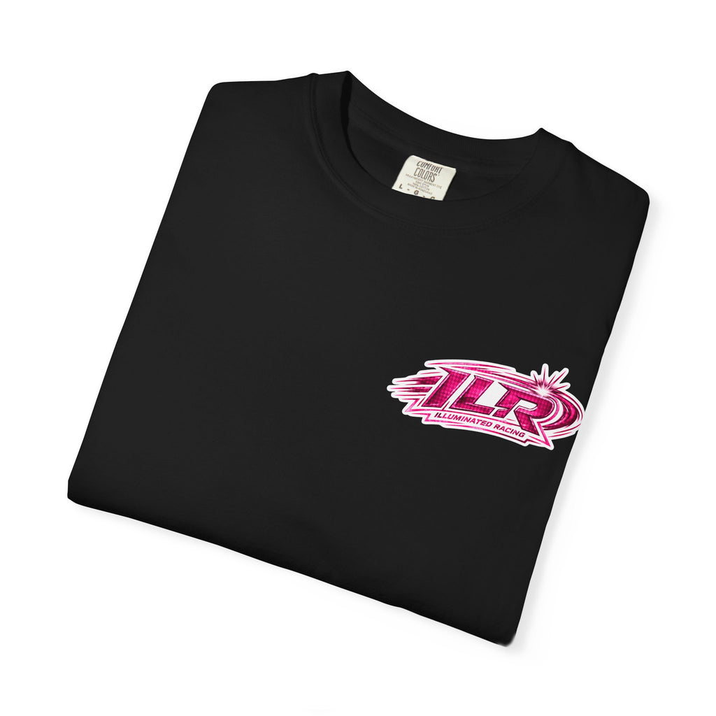 ILR PINK Racing Logo T-Shirt — White Graphic Tee with "Romans 8:31"
