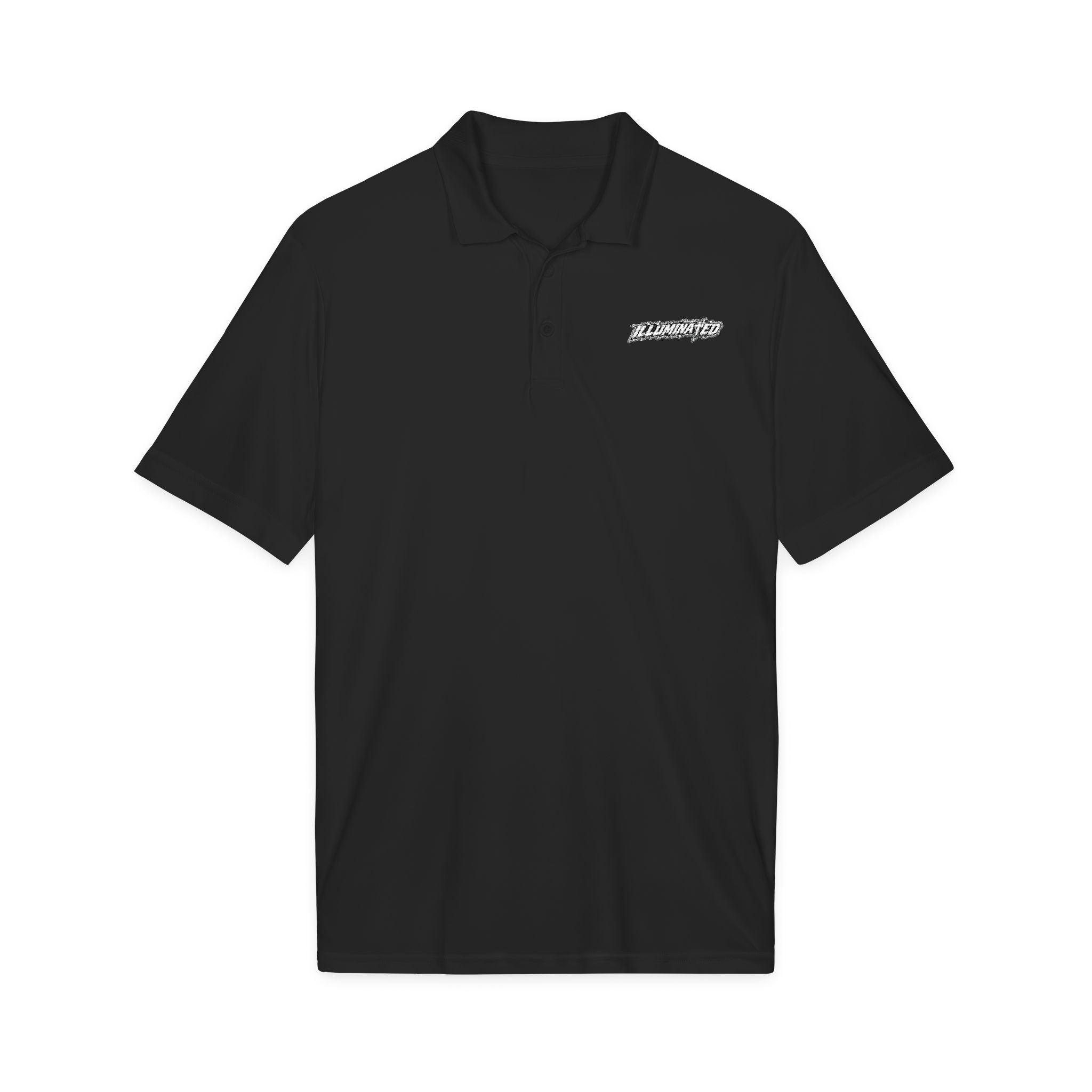 White Logo Polo Shirt — Minimal Chest Emblem Performance Golf Polo