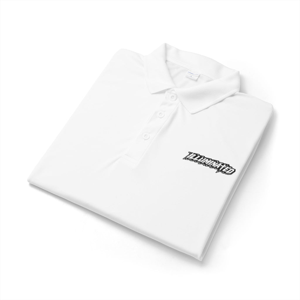 White Logo Polo Shirt — Minimal Chest Emblem Performance Golf Polo