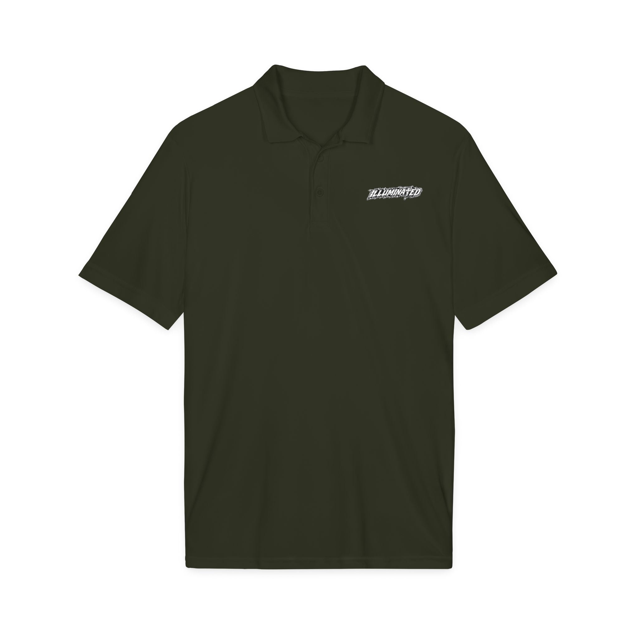 White Logo Polo Shirt — Minimal Chest Emblem Performance Golf Polo