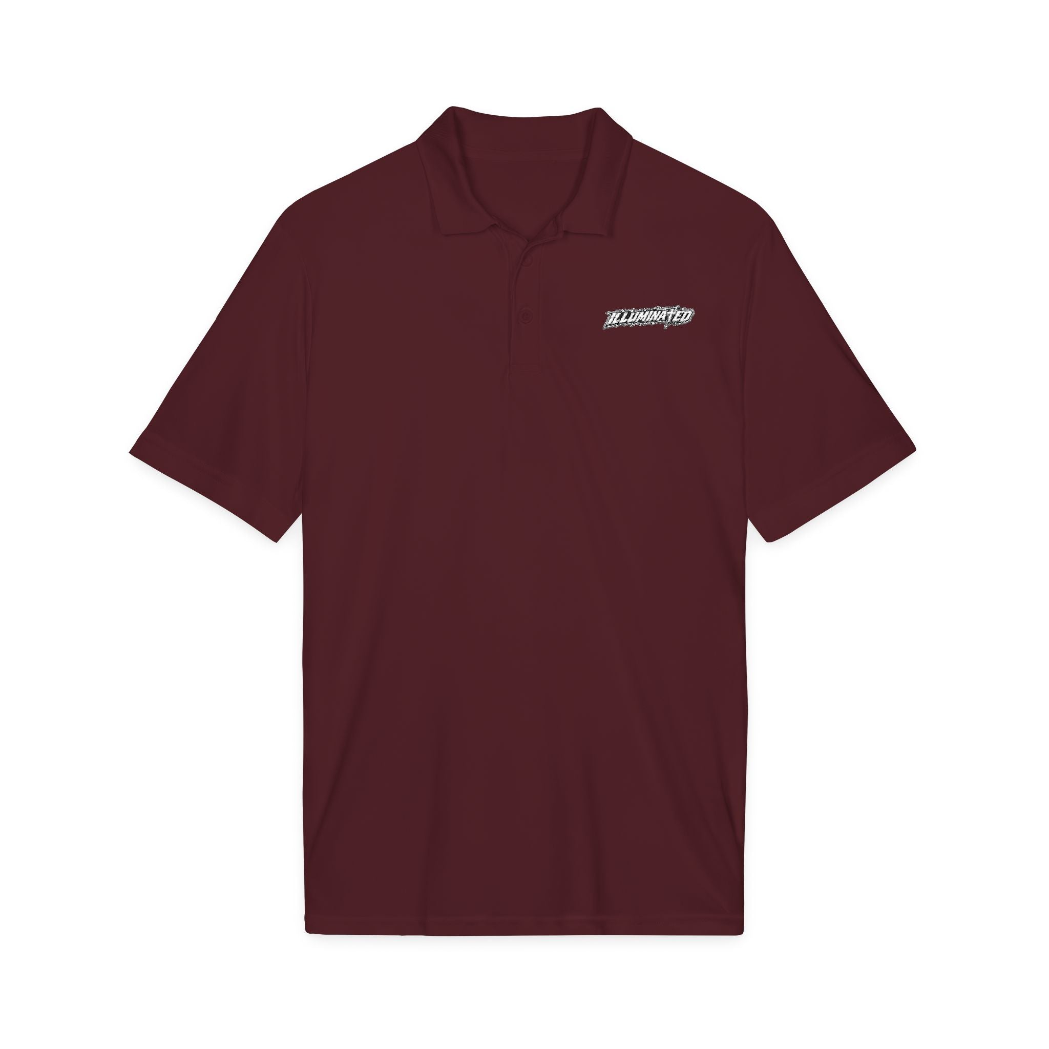 White Logo Polo Shirt — Minimal Chest Emblem Performance Golf Polo