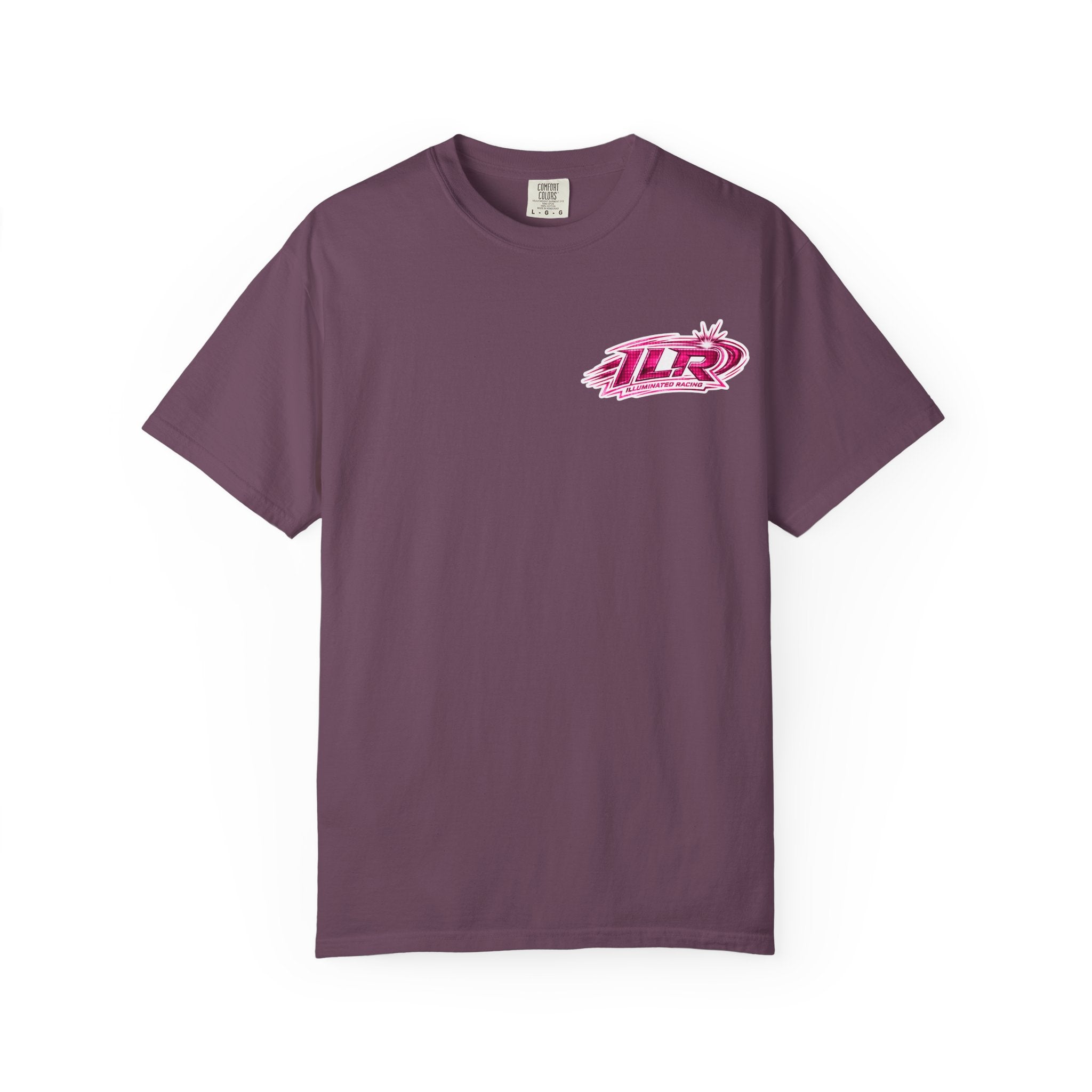 ILR PINK Racing Logo T-Shirt — White Graphic Tee with "Romans 8:31"