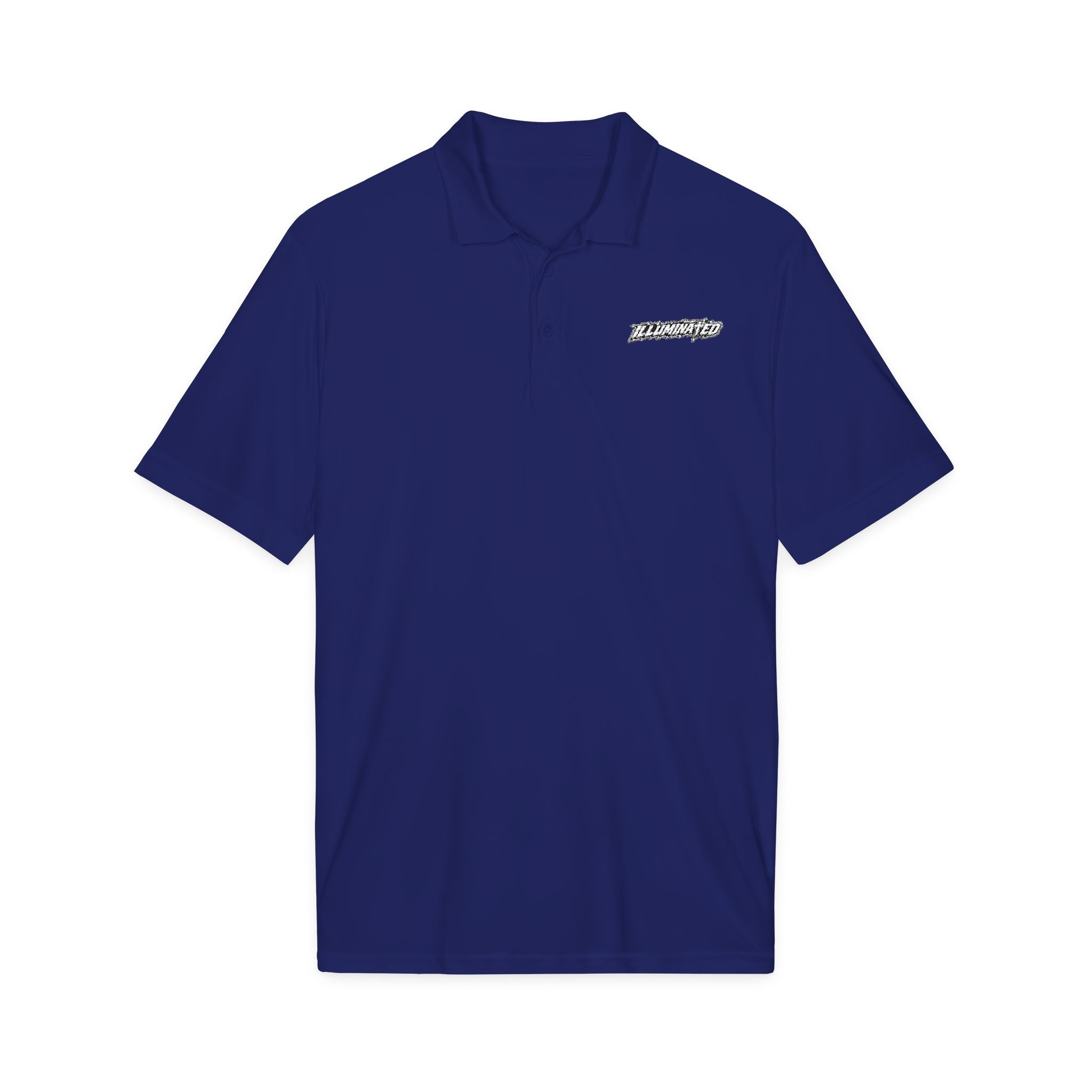 White Logo Polo Shirt — Minimal Chest Emblem Performance Golf Polo