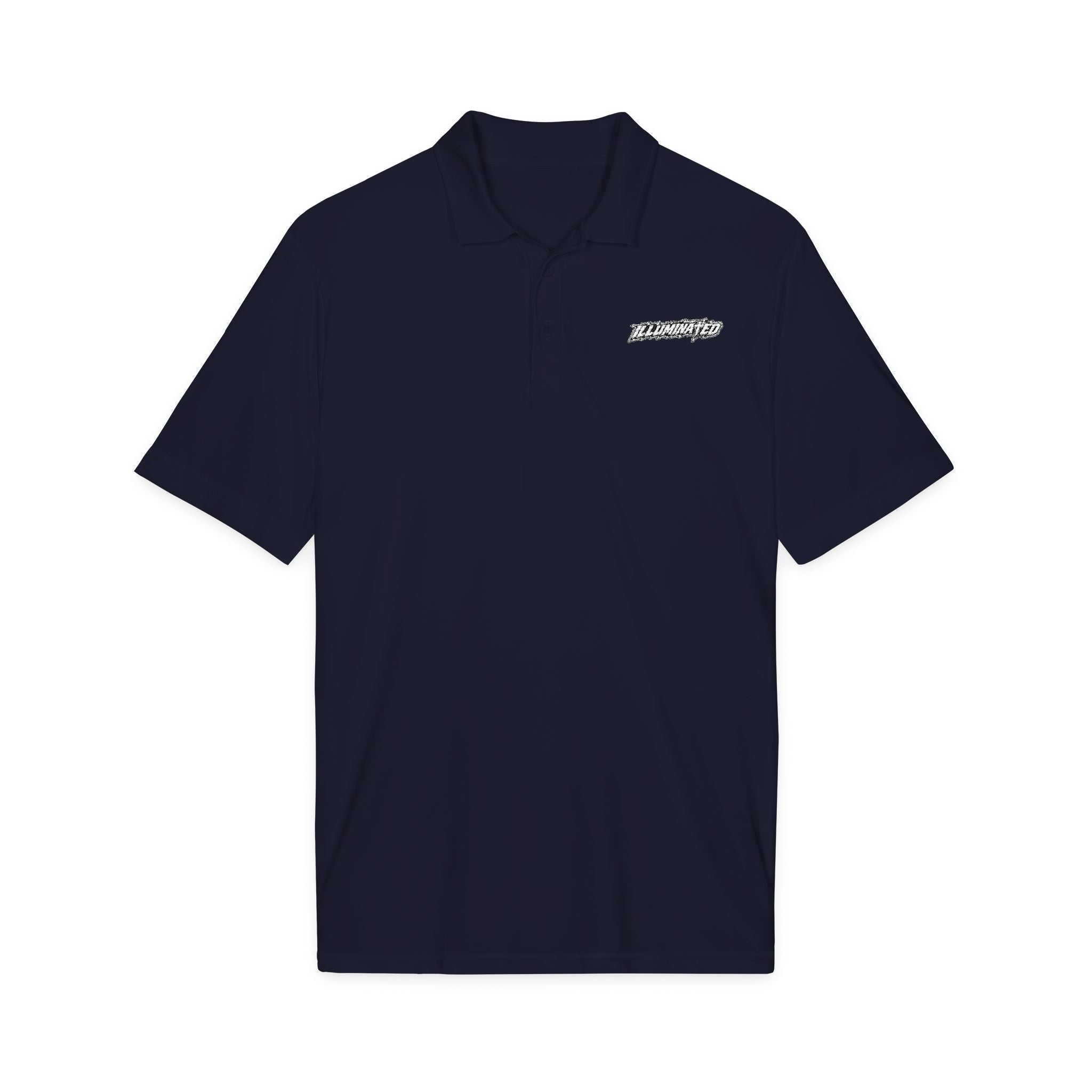 White Logo Polo Shirt — Minimal Chest Emblem Performance Golf Polo