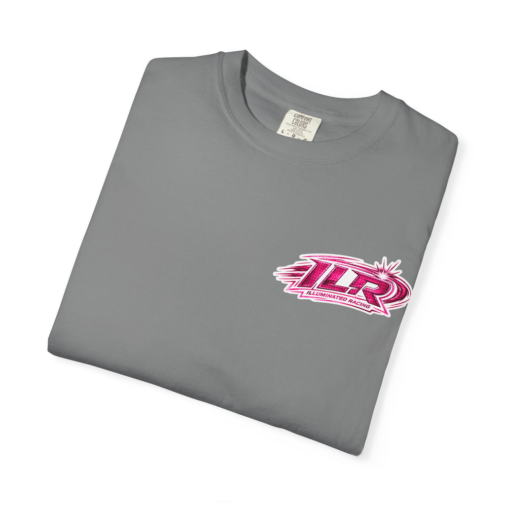 ILR PINK Racing Logo T-Shirt — White Graphic Tee with "Romans 8:31"