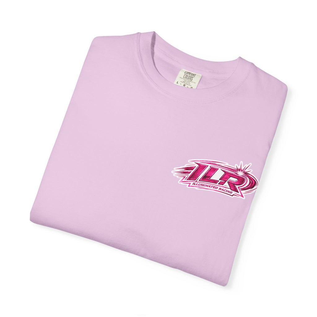ILR PINK Racing Logo T-Shirt — White Graphic Tee with "Romans 8:31"