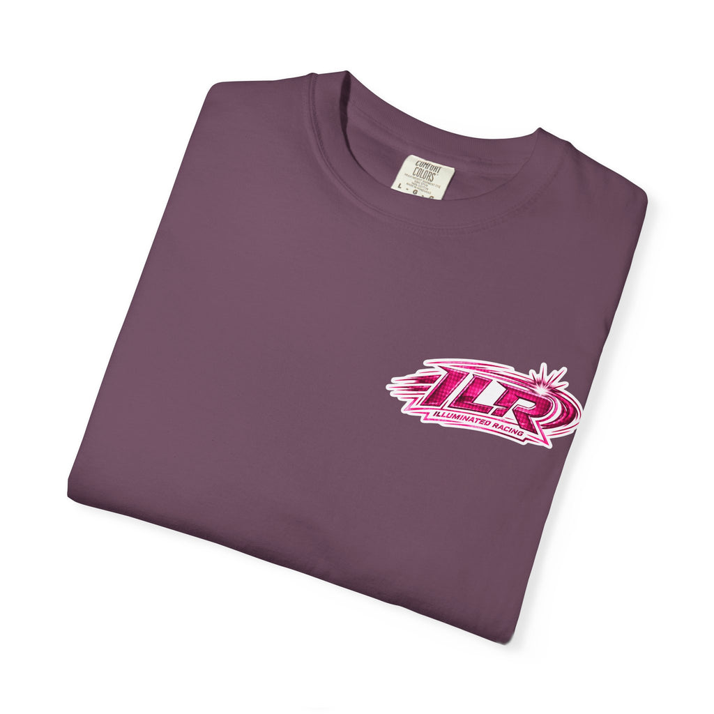 ILR PINK Racing Logo T-Shirt — White Graphic Tee with "Romans 8:31"